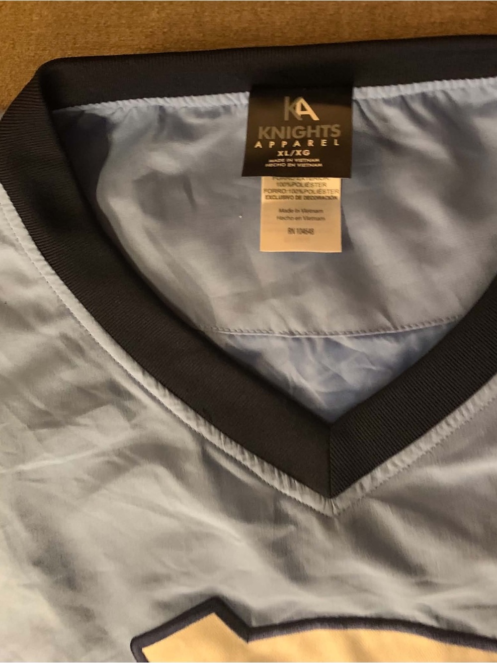 Knights Apparel Light Blue V-Neck Shirt Jacket with Black Trim